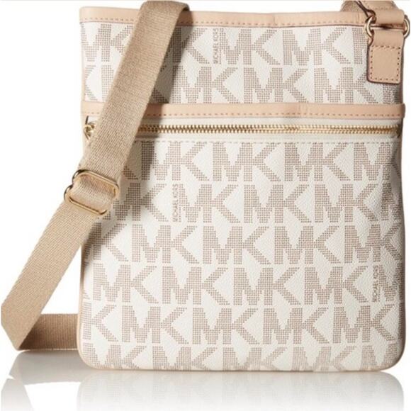 Michael Kors Jet Set Monogram Crossbody in Vanilla - Picture 1 of 8